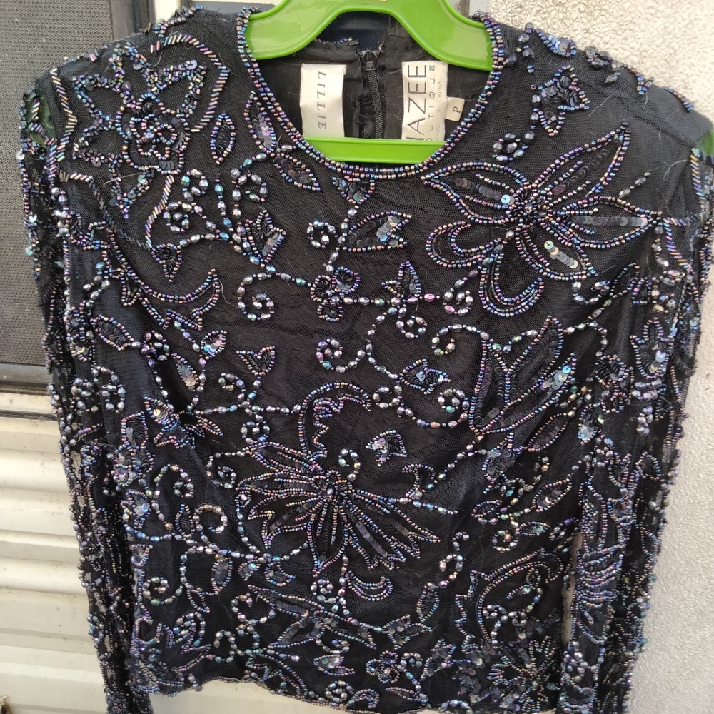 Vintage Lillie Rubin beaded blouse.